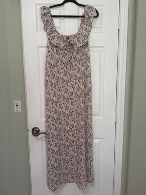 wild fable Beige Maxi Dress with Pink Floral Print